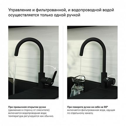 Смеситель для кухни с каналом для фильтрованной воды, черный, Cuba, IDDIS, CUBBLFJi05