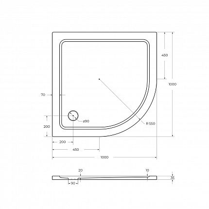 TRAY-M-R-100-550-35-W Поддон SMC