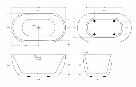 BelBagno  BB70-1500-800-W/NM