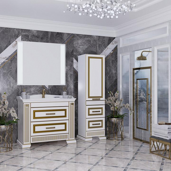 Мебель для ванной Opadiris Оникс 100 Кападокия, белый/золото