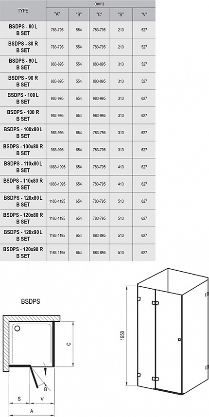 Душевой угол Ravak Brilliant B SET BSDPS-R 100 хром