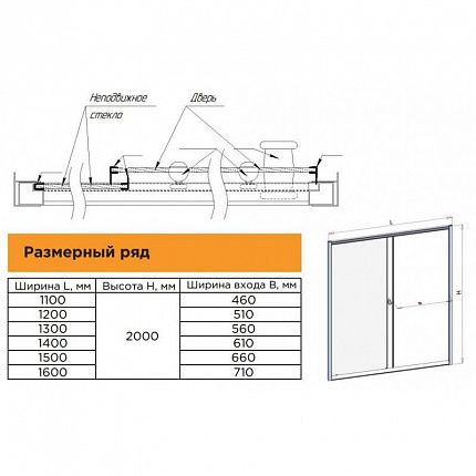 Душевая дверь Радомир Вита 1-63-6-0-0-1100 140 черный/прозрачное