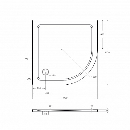 TRAY-M-R-100-550-35-W Поддон SMC