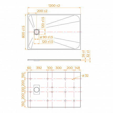 Душевой поддон RGW  553502812-04 80x120x2,6 см