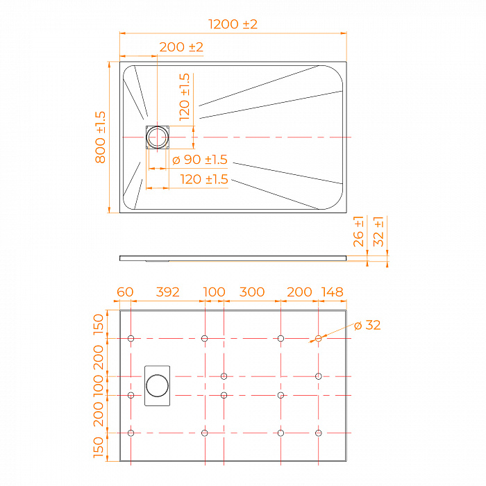 Душевой поддон RGW  553502812-04 80x120x2,6 см
