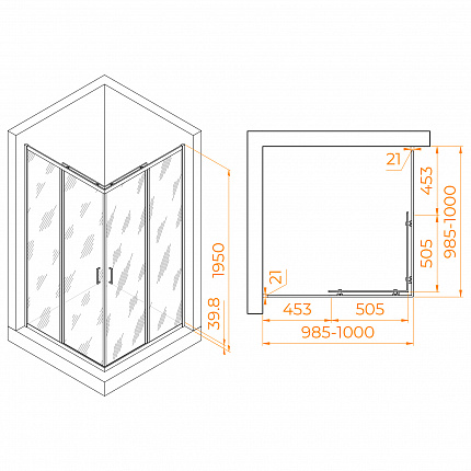 Душевой уголок RGW Passage 350803000-14 100x100x195 см