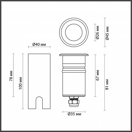 Встраиваемый грунтовый светильник ODEON LIGHT INGRO 6660/1GL NATURE