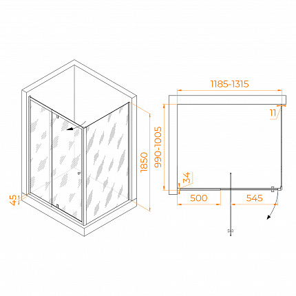 Душевой уголок RGW Passage 41084410-011 120x100x185 см