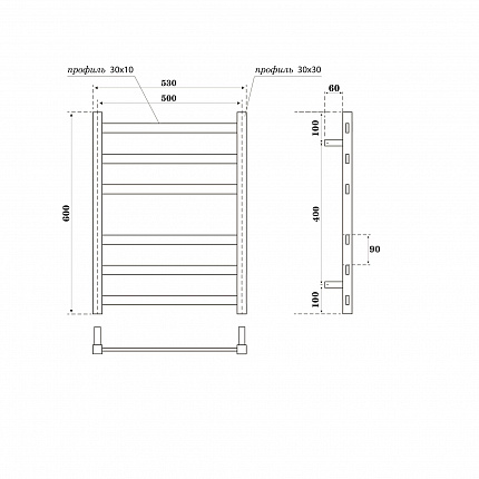 Полотенцесушитель водяной Point Меркурий П6 500x600, белый