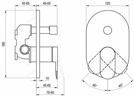 Смеситель скрытого монтажа CR II 065.20BL.O2 ЧЕРНЫЙ (2 вывода) + нужен RB 070.50 (X070052) X070466