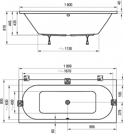Сточный комплект для ванн Ravak CLICK CLACK 800 мм