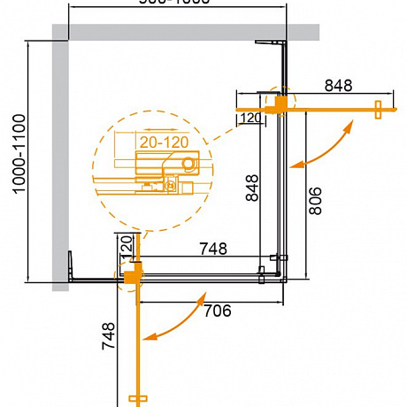 Cezares SLIDER SLIDER-AH-2-80/90-90/100-C-NERO