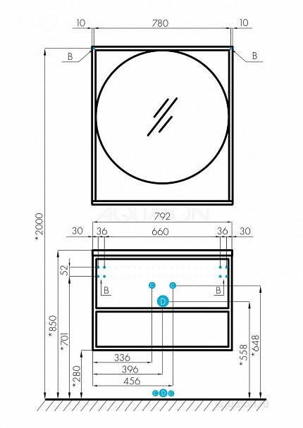 Зеркало Акватон ЛОФТ Фабрик 80 1A242602LTDU0