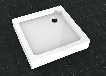 TRAY-SMC-A-90-550-150-W SMC поддон с сифоном, квадратный, 900x900x150