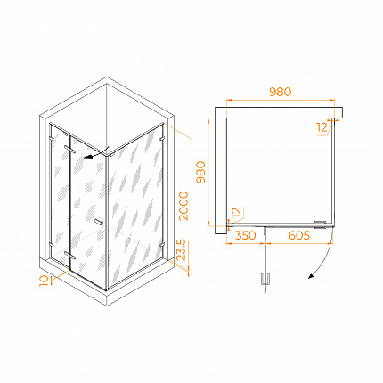 Душевой уголок RGW Stilvoll 353203000-11 100x100x200 см