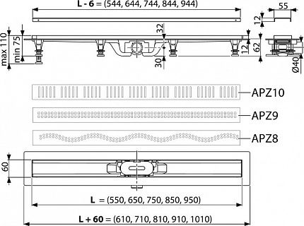 Душевой лоток AlcaPlast APZ8-550M Simple