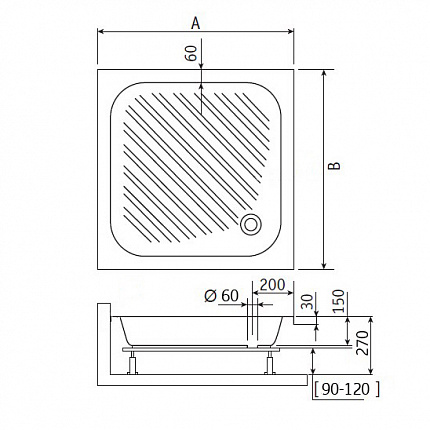 Душевой поддон  RGW Acryl 16180188-51  80x80x15 h27 см
