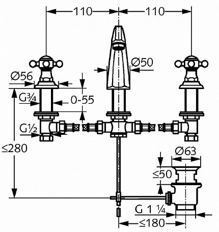 Смеситель для раковины Kludi 1926 DN 15