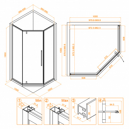 Душевой уголок RGW Stilvoll 32328100-16 100x100x195 см
