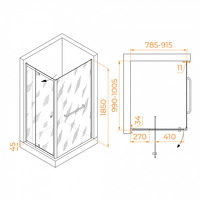Душевой уголок  RGW Passage 410844180-011  80x100x185 см