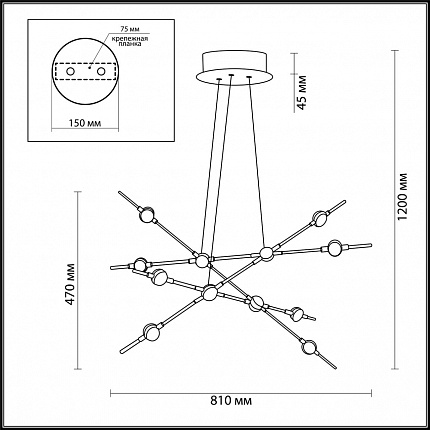 Подвесной светильник ODEON LIGHT COSTELLA 3906/48L L-VISION