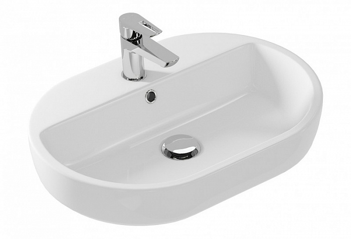 Раковина Cersanit  на столешницу CASPIA 60 OVAL 1 отв.