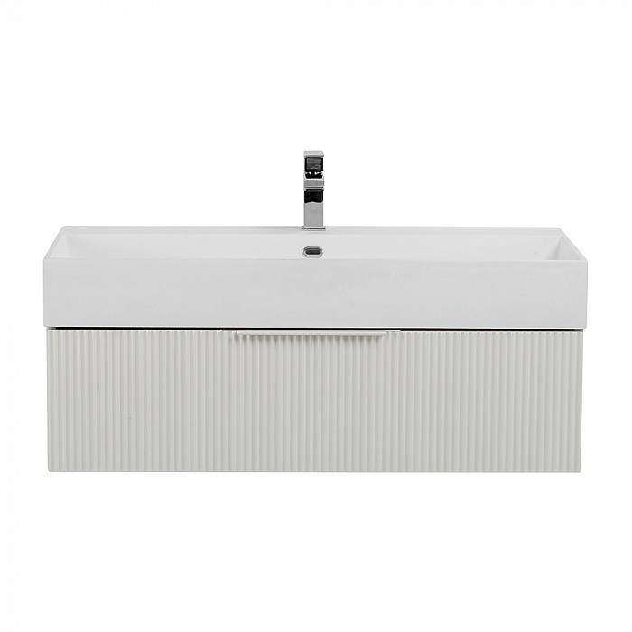PREMIUM Тумба подвесная под раковину с выдвижным ящиком, 55421 Plisse Bianco opaco, 90x44x25