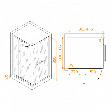 Душевой уголок RGW Passage 410844109-011 100x 90x185 см