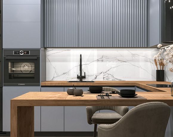 Керамогранит New Trend Calacatta Regal. Фото в интерьере