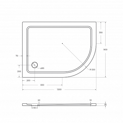 TRAY-M-RH-120/90-550-35-W-L Поддон SMC
