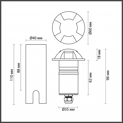 Встраиваемый грунтовый светильник ODEON LIGHT WALD 6662/3GL3 NATURE