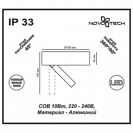 Накладной светильник NOVOTECH RAZZO 357704 OVER