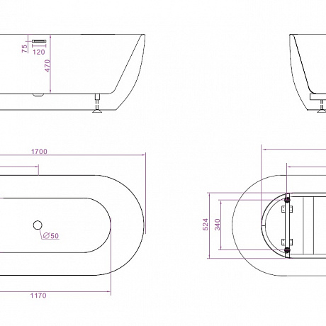 BelBagno  BB70-1700-800-W/NM