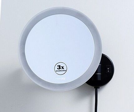 K-1004BLACK Зеркало с LED-подсветкой, 3-х кратным увеличением