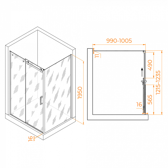 Душевой уголок RGW Tornado 02074420-11 120x100x195 см