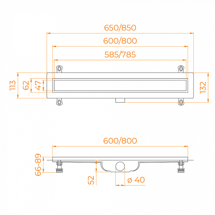 Душевой лоток RGW Drain Leo 60214160-01 600 см