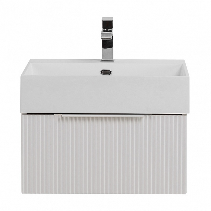 PREMIUM Тумба подвесная под раковину с выдвижным ящиком, 55411 Plisse Bianco opaco, 50x44x25