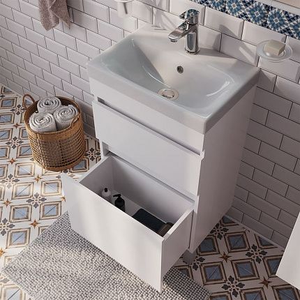 Тумба с раковиной IDDIS Zodiac ZOD5CBFi95K 50 напольный, с ящиками, белый