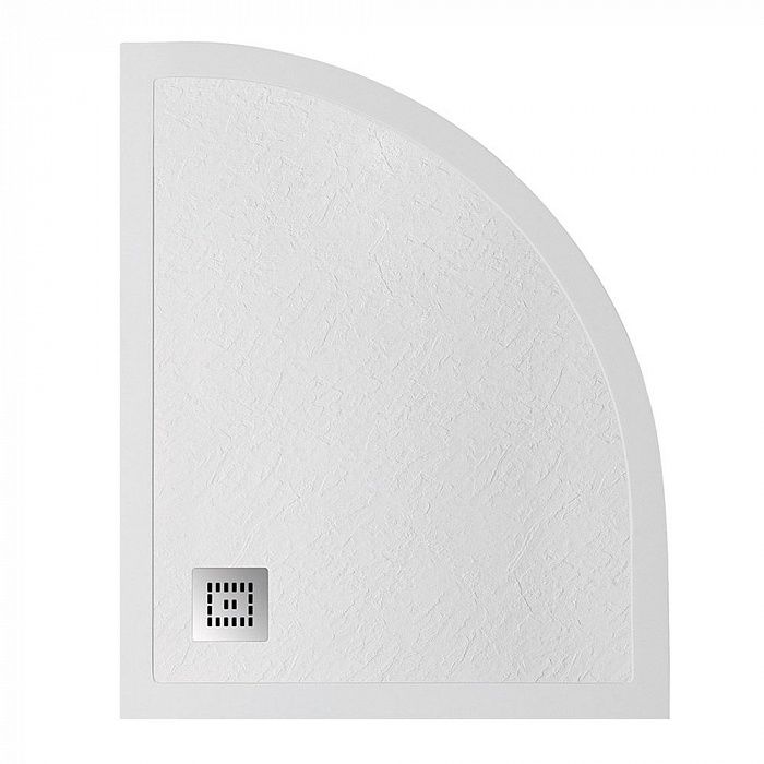 TRAY-MR-UNO-RH-120/80-550-35-W-L-CR Поддон из искусственного мрамора в комплекте с сифоном с декоративной накладкой (хром)
