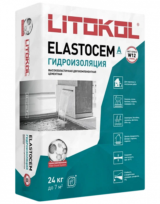 Двухкомпонентный состав Litokol ELASTOCEM компонент А, 24 кг