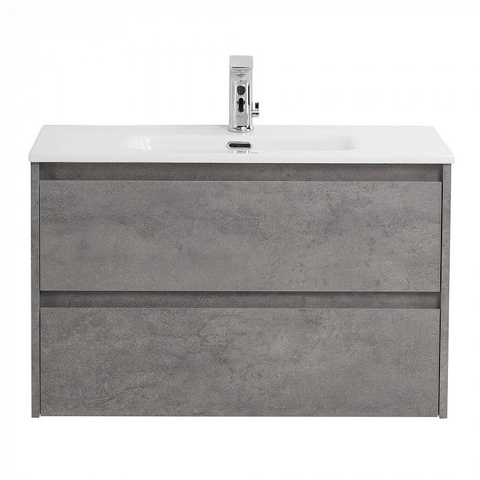 KRAFT 39 База под раковину подвесная с двумя выкатными ящиками, Cemento Grigio, 800х390x500, KRAFT 39-800/390-2C-SO-CG