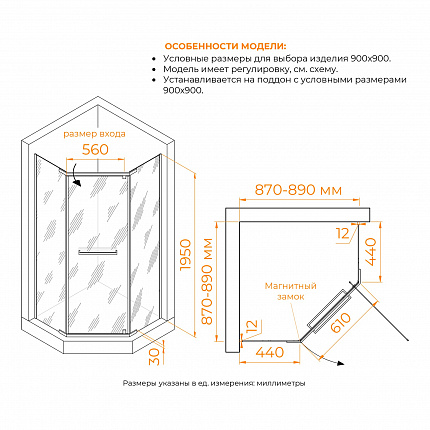Душевой уголок  RGW Passage 41088299-14  90x 90x195 см