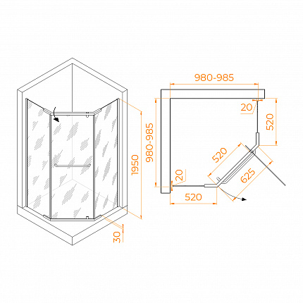 Душевой уголок RGW Passage 35088100-11 100x100x195 см